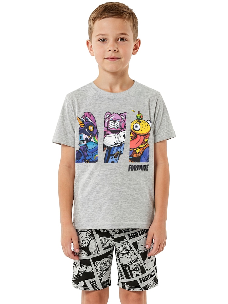 Character Grey Fortnite Short Pyjamas - Image 1 of 9