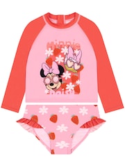 Character Pink Disney Minnie Mouse Long Sleeve Swimming Costume - Image 1 of 11