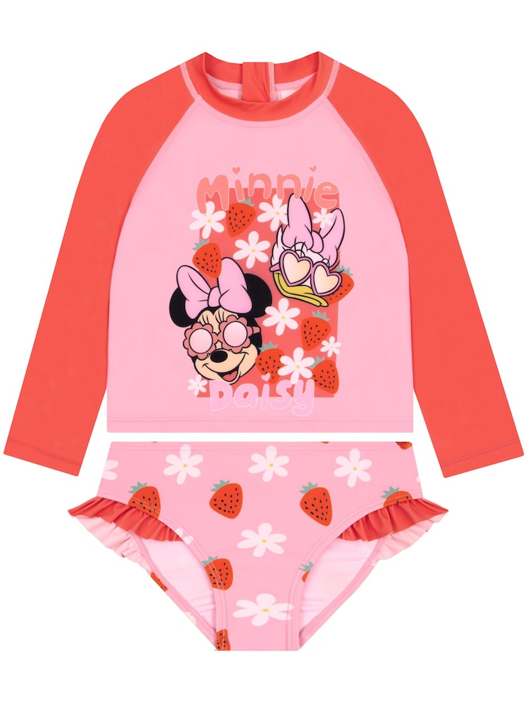 Character Pink Disney Minnie Mouse Long Sleeve Swimming Costume - Image 1 of 11