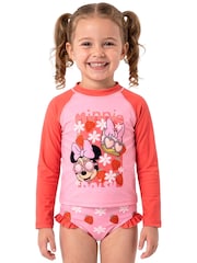 Character Pink Disney Minnie Mouse Long Sleeve Swimming Costume - Image 2 of 11