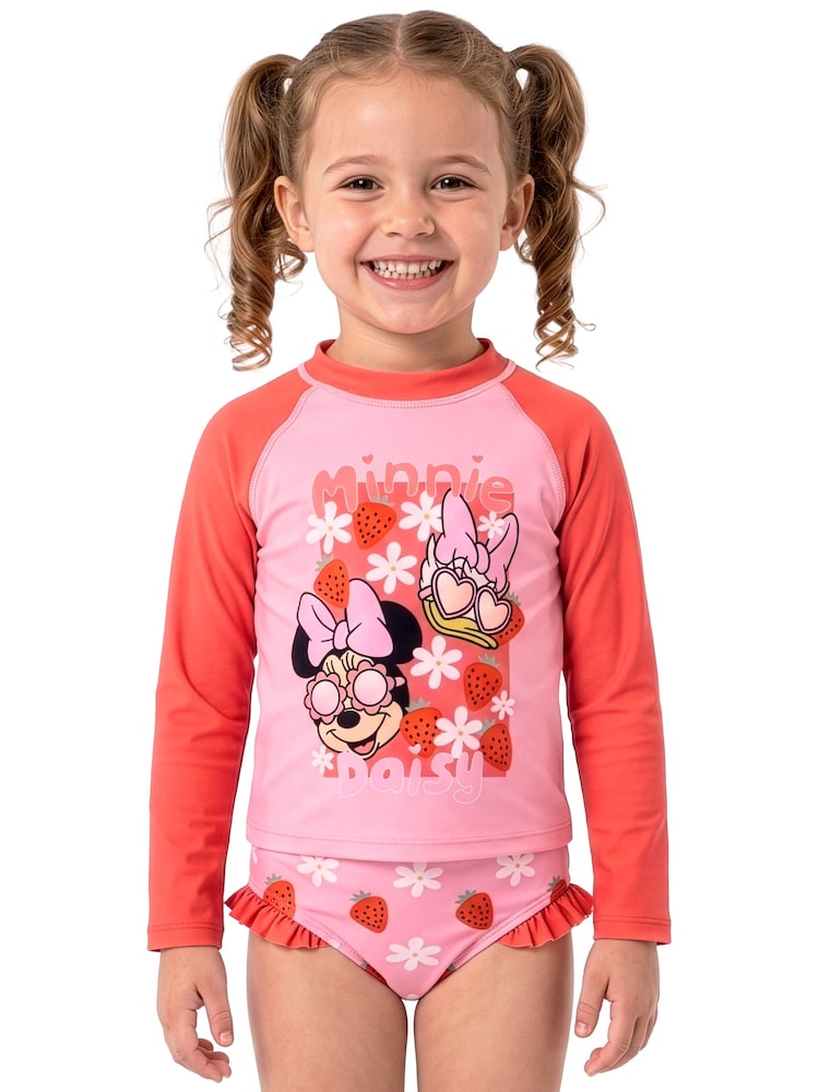 Character Pink Disney Minnie Mouse Long Sleeve Swimming Costume - Image 2 of 11