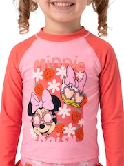 Character Pink Disney Minnie Mouse Long Sleeve Swimming Costume - Image 4 of 11