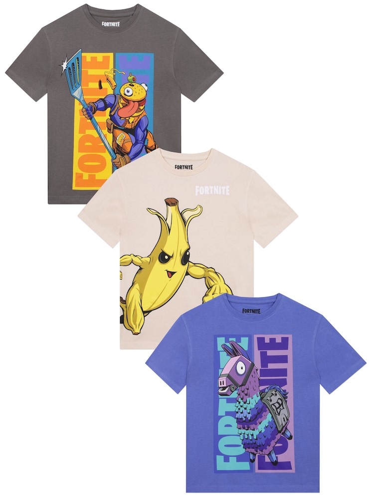 Character Blue Fortnite T-Shirts 3 Pack - Image 1 of 5