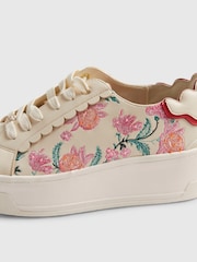 River Island White Cabbages and Roses Floral Print Wedge Trainers - Image 4 of 5