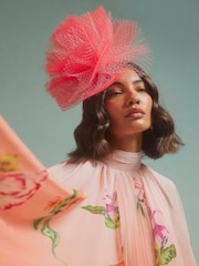 River Island Pink Edwina Netted Fascinator Headband - Image 1 of 4