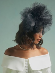 River Island Black Edwina Netted Fascinator Headband - Image 1 of 1