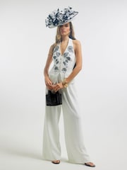 River Island White Edwina Ibbotson Sleeveless Halterneck Wide Leg Jumpsuit - Image 2 of 4