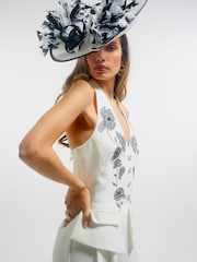 River Island White Edwina Ibbotson Sleeveless Halterneck Wide Leg Jumpsuit - Image 4 of 4