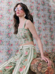 River Island Cabbages and Roses Floral Print Ruffle Corset Top - Bild 1 von 4