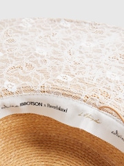 River Island Brown Edwina Oversized Embroidered Boater Hat - Image 4 of 4