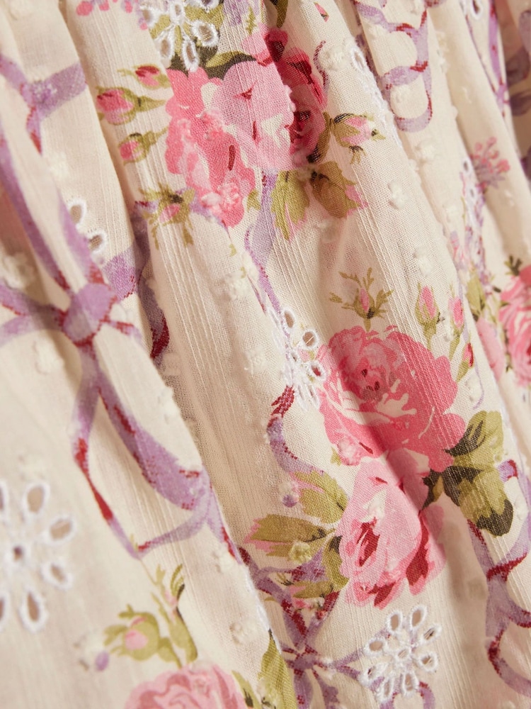 River Island Cream Cabbages and Roses Floral Print Ruffle Shorts - Image 6 of 6