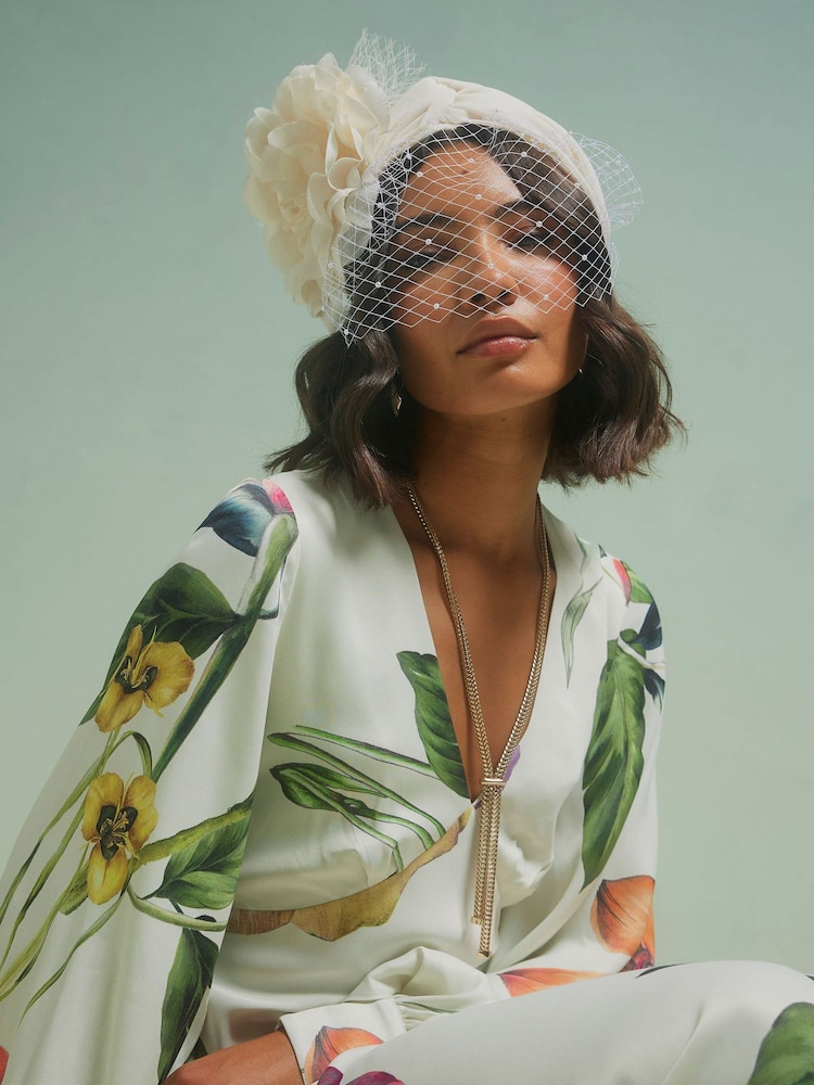 River Island White Edwina Pearl Fascinator Headband - Image 1 of 5