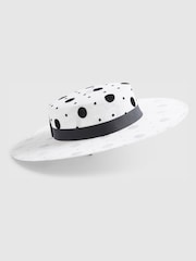 River Island White Edwina Polka Dot Boater Hat - Image 3 of 5