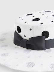 River Island White Edwina Polka Dot Boater Hat - Image 4 of 5