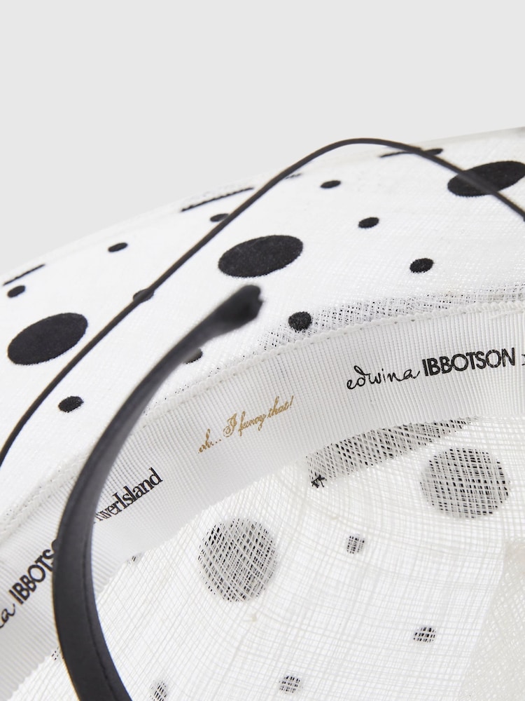 River Island White Edwina Polka Dot Boater Hat - Image 5 of 5