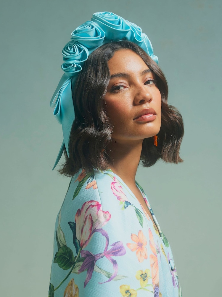 River Island Blue Edwina 3D Floral Headband - Image 1 of 5