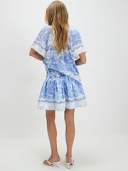 River Island Blue Cabbages and Roses Printed Rara Mini Skirt - Image 4 of 4