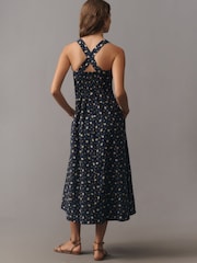 Anthropologie Blue Maeve Printed A-Line Halter Midi Dress - Image 3 of 4