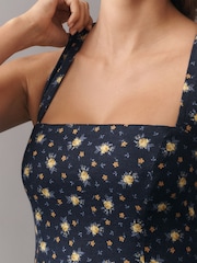 Anthropologie Blue Maeve Printed A-Line Halter Midi Dress - Image 4 of 4