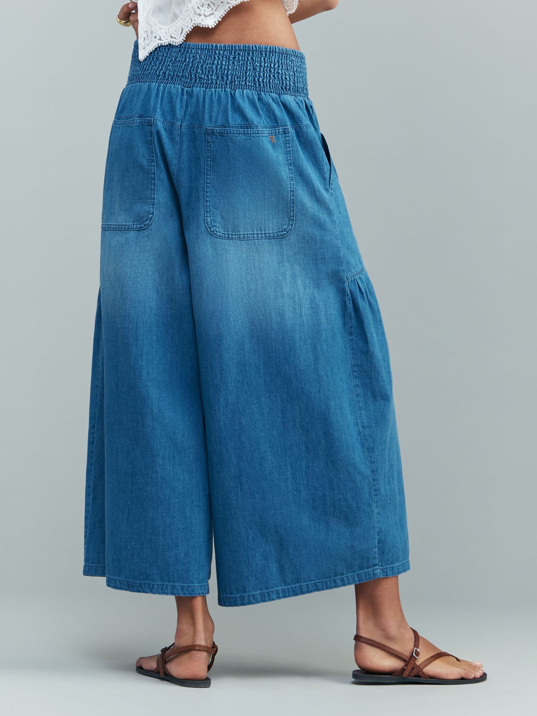 Buy Anthropologie Blue Pilcro Pull-On High-Rise Crop Wide-Leg