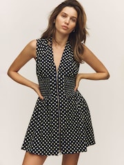 Anthropologie The Tommie Cap-Sleeve Smocked Front-Zip Shirt Linen Mini Edition Dress - Image 1 of 4