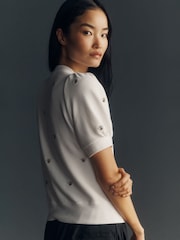 Anthropologie Cream Maeve Puff-Sleeve Sweat T-Shirt - Image 2 of 3