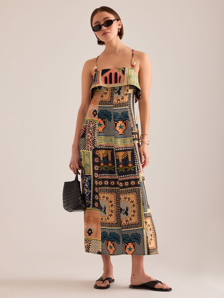 Anthropologie Lia Linen-Blend Beaded Strap Midi Dress - Image 1 of 4