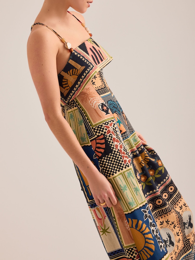 Anthropologie Lia Linen-Blend Beaded Strap Midi Dress - Image 4 of 4