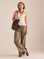 Anthropologie Green Maeve The Colette High Waisted Wide-Leg Trousers - Image 3 of 4