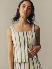 Anthropologie Green Maeve Cotton Sleeveless Crop Top - Image 1 of 4
