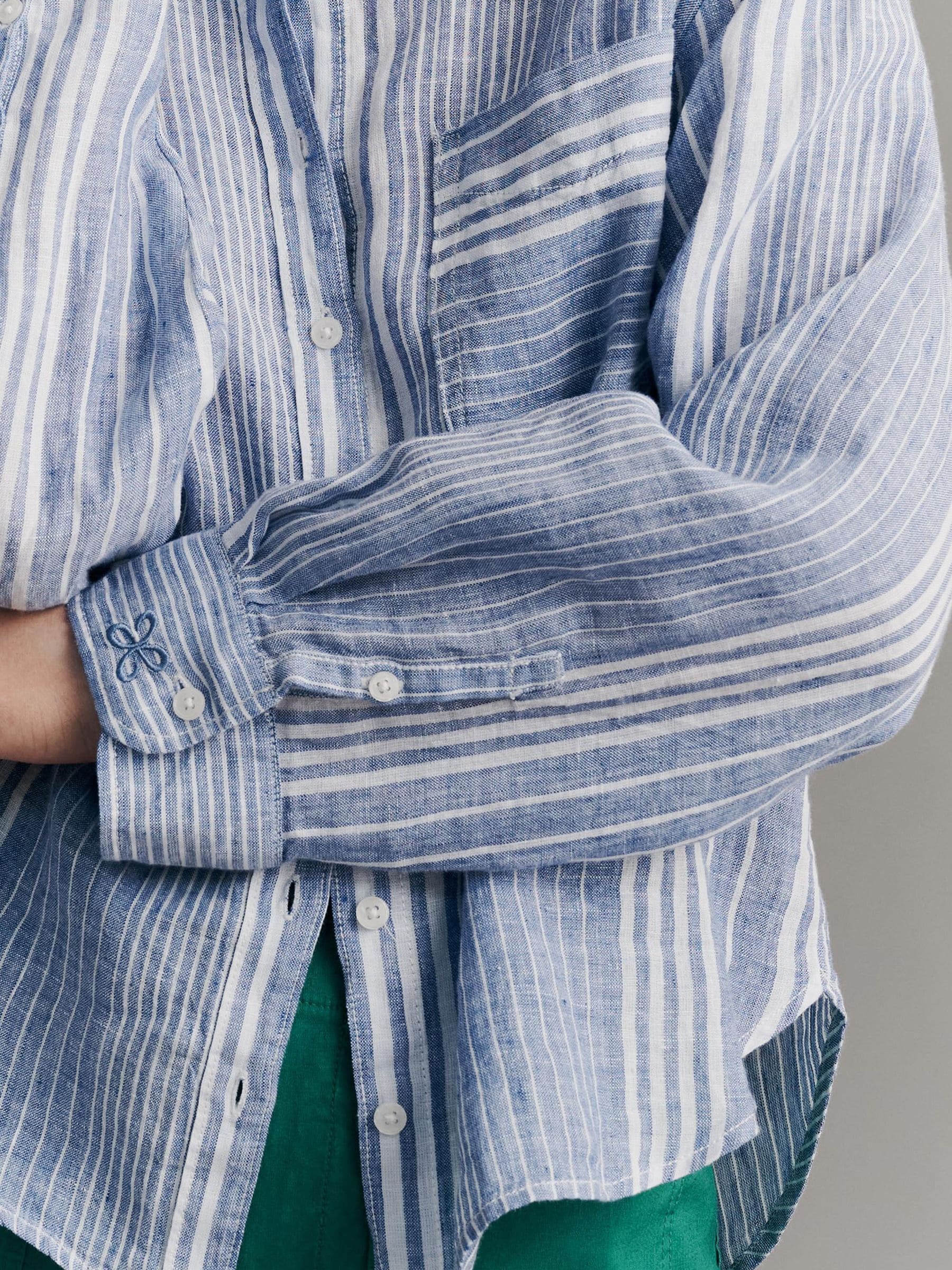 Buy Anthropologie Blue Stripe Maeve The Shrunken Linen Bennet