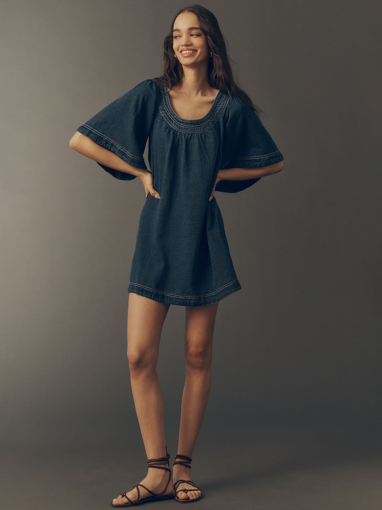 Anthropologie Blue Pilcro Denim Mini Swing Dress - Image 4 of 4