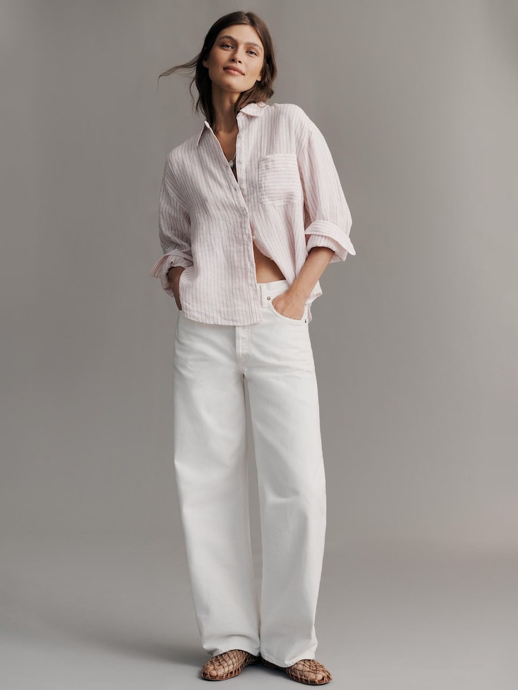 Anthropologie Maeve Shrunken Bennet Linen Buttondown Shirt - Image 3 of 3
