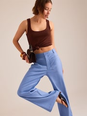 Anthropologie Blue Maeve Jude Linen-Blend Stretch Trousers - Image 1 of 3