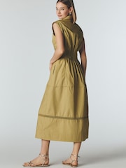 Anthropologie Green Maeve Pintuck Midi Shirt Dress - Image 3 of 4