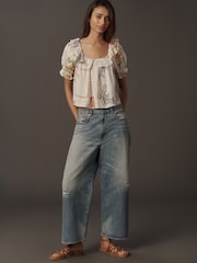 Anthropologie Cream Puff-Sleeve Ruffle Collar Blouse - Image 3 of 4