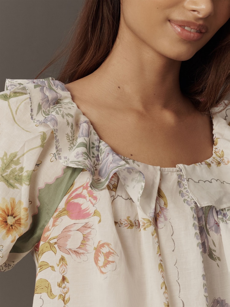 Anthropologie Cream Puff-Sleeve Ruffle Collar Blouse - Image 4 of 4