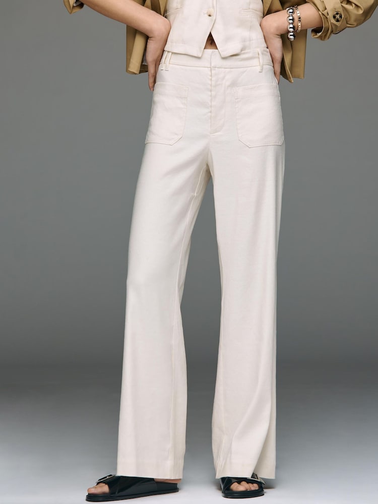 Anthropologie Maeve Jude Linen-Blend Stretch Trousers - תמונה 1 מתוך 3