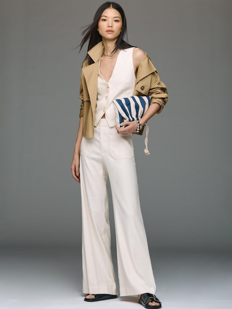 Anthropologie Maeve Jude Linen-Blend Stretch Trousers - תמונה 2 מתוך 3