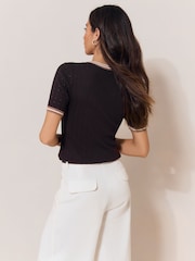 Lipsy Knitted Sequin Detail Pocket T-Shirt - 圖片 5/5