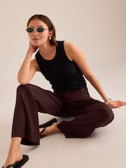 Marrón - Pantalones elásticos de mezcla de lino Maeve Jude de Anthropologie - Imagen 1 de 3