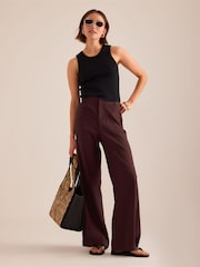 Marrón - Pantalones elásticos de mezcla de lino Maeve Jude de Anthropologie - Imagen 2 de 3
