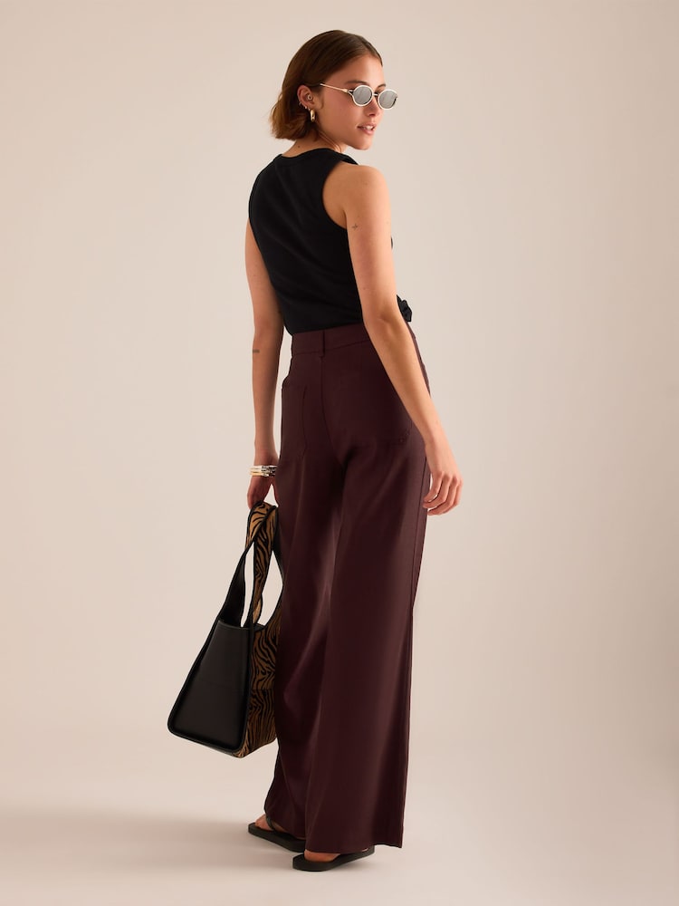 Marrón - Pantalones elásticos de mezcla de lino Maeve Jude de Anthropologie - Imagen 3 de 3