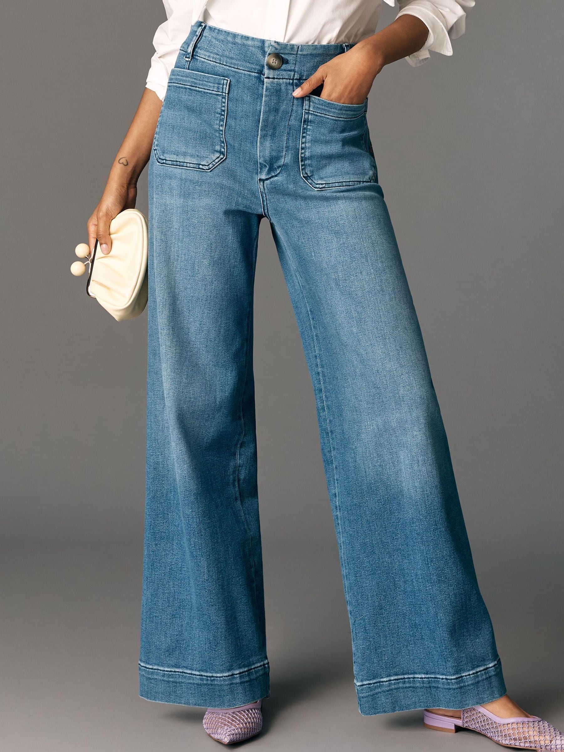 Buy Anthropologie Blue Maeve The Colette Full-Length Wide-Leg