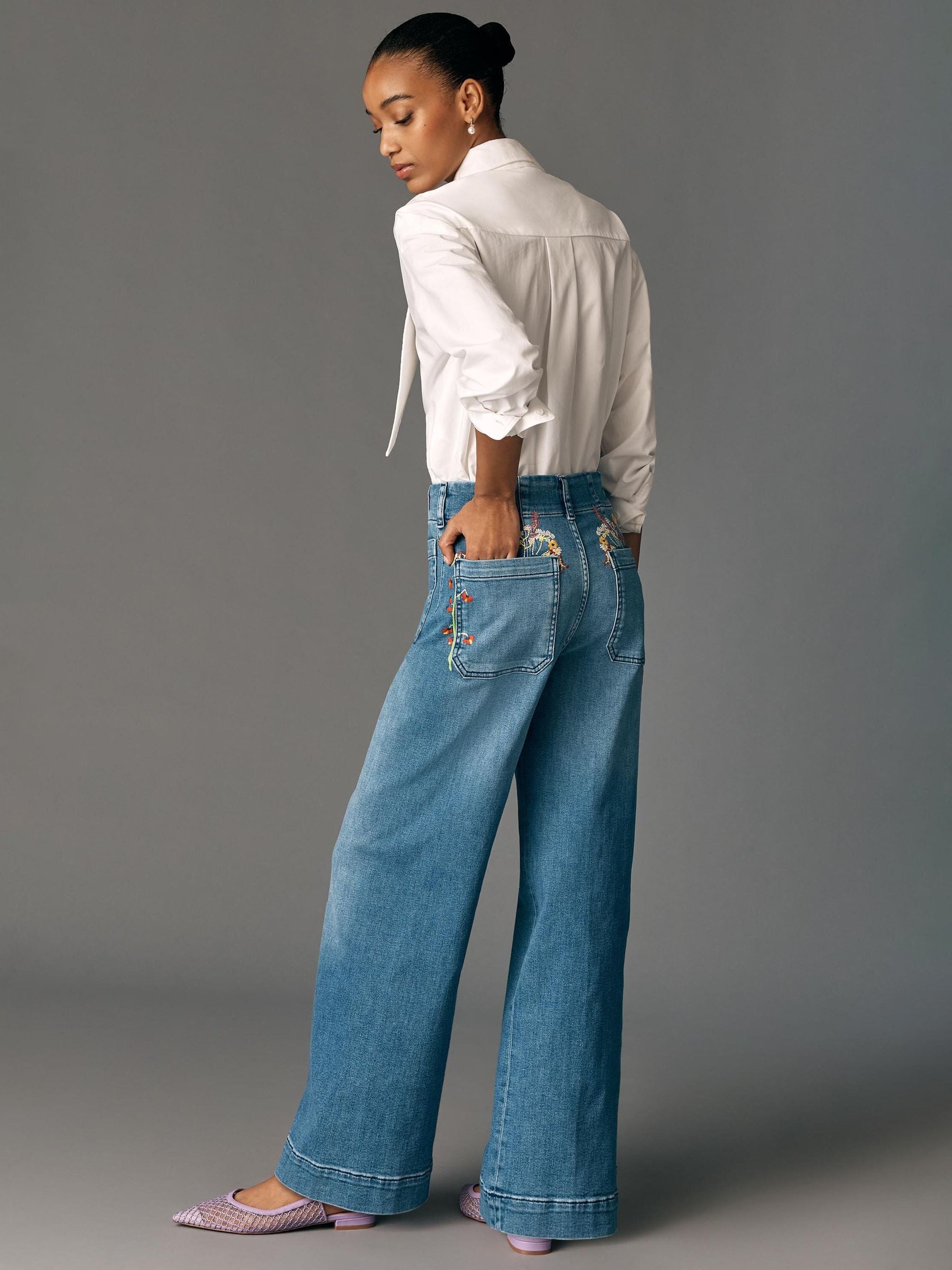 Buy Anthropologie Blue Maeve The Colette Full-Length Wide-Leg