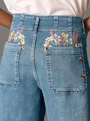 Anthropologie Blue Maeve The Colette Full-Length Wide-Leg Embroidered Pocket Edition Jeans - Image 5 of 5