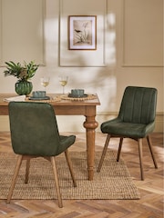 Set of 2 Easton Faux Leather Dark Green Mid Wood Leg Anderson Dining Chairs - Image 1 of 9