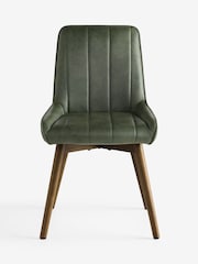 Set of 2 Easton Faux Leather Dark Green Mid Wood Leg Anderson Dining Chairs - Image 5 of 9
