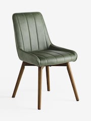 Set of 2 Easton Faux Leather Dark Green Mid Wood Leg Anderson Dining Chairs - Image 6 of 9