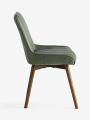 Set of 2 Easton Faux Leather Dark Green Mid Wood Leg Anderson Dining Chairs - Image 7 of 9